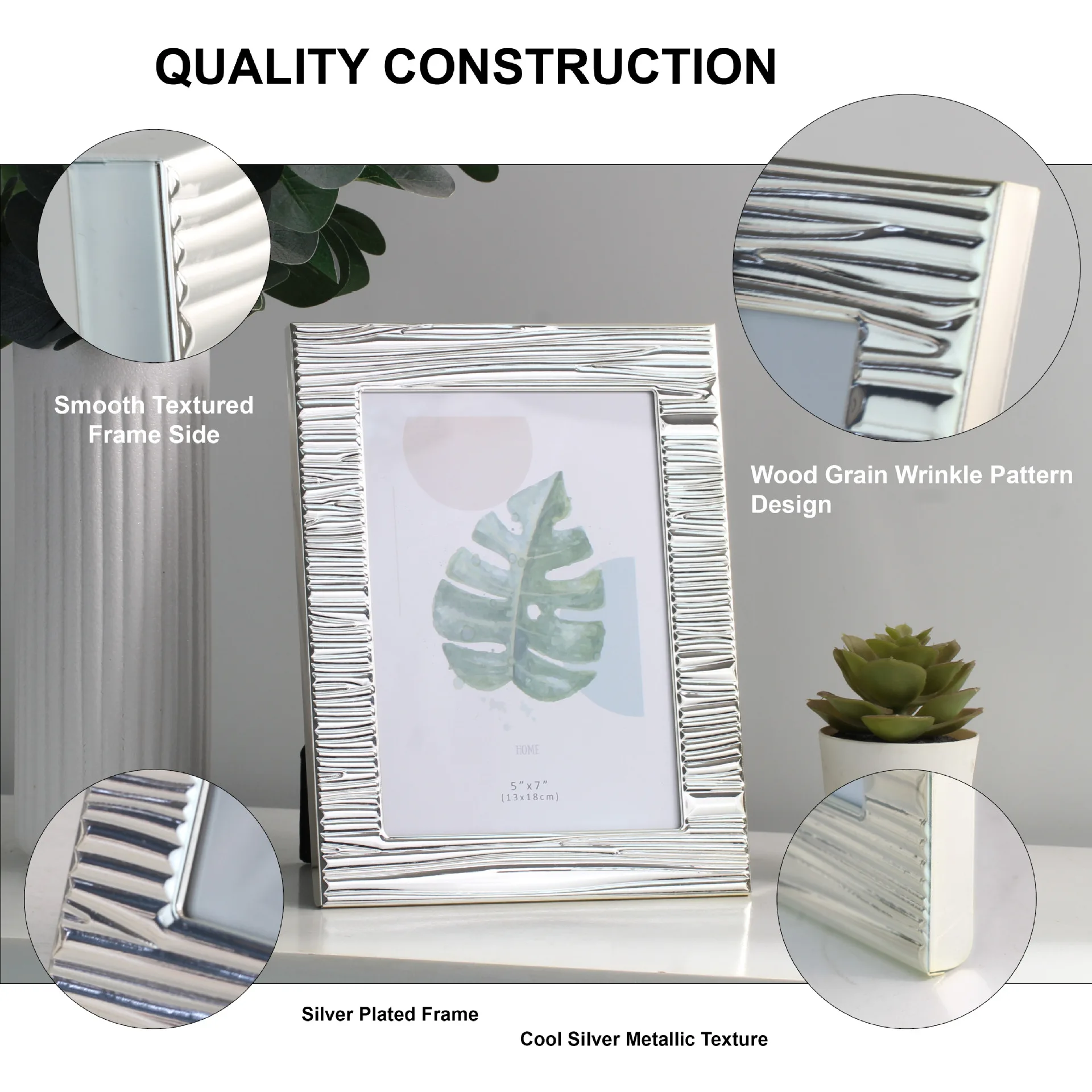 Bamboo Photo Frame - Aluminum European Glass Photo Frame 6/7/10in