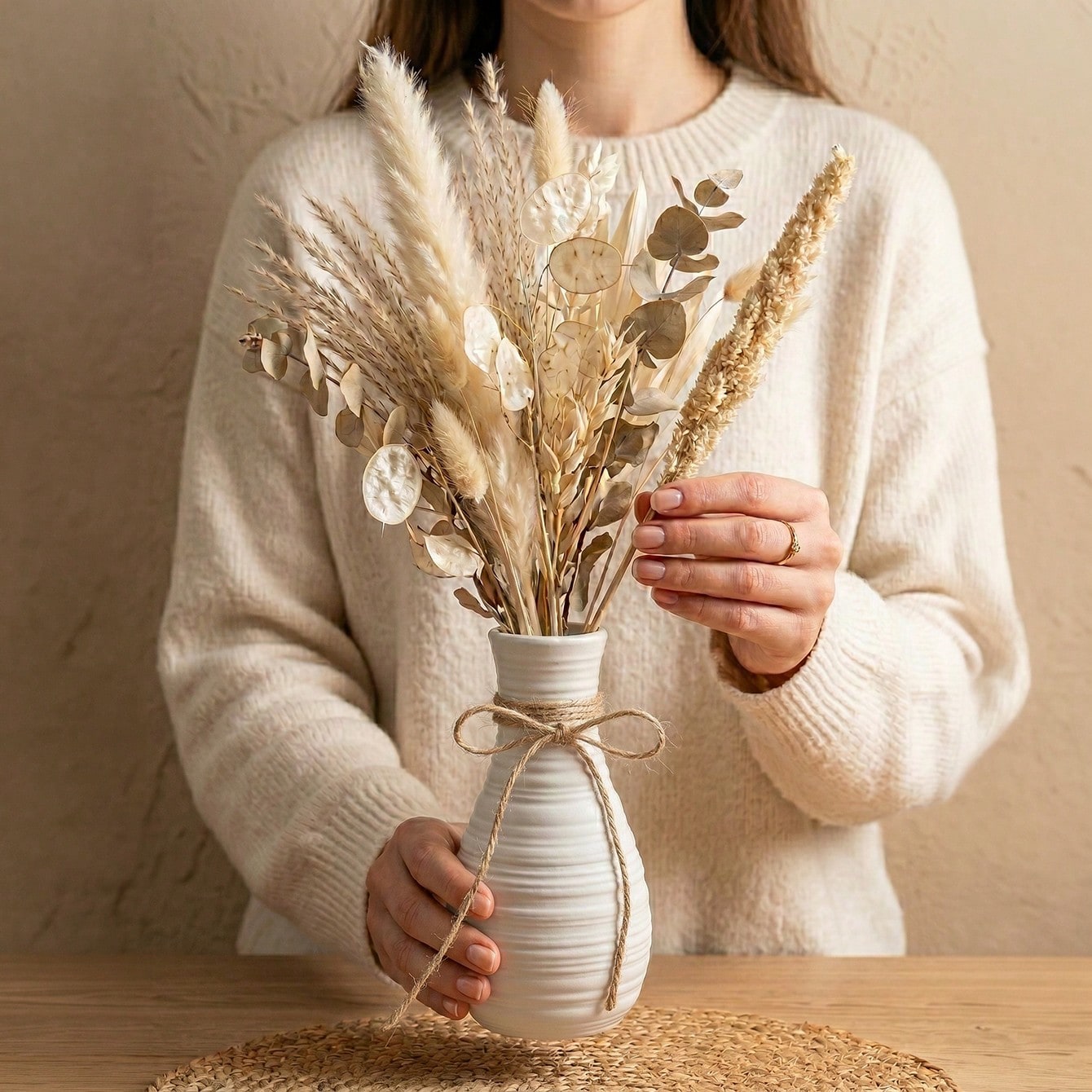 1pc Boho Horizontal Ridged Wai - Pampas Grass Decor review and price