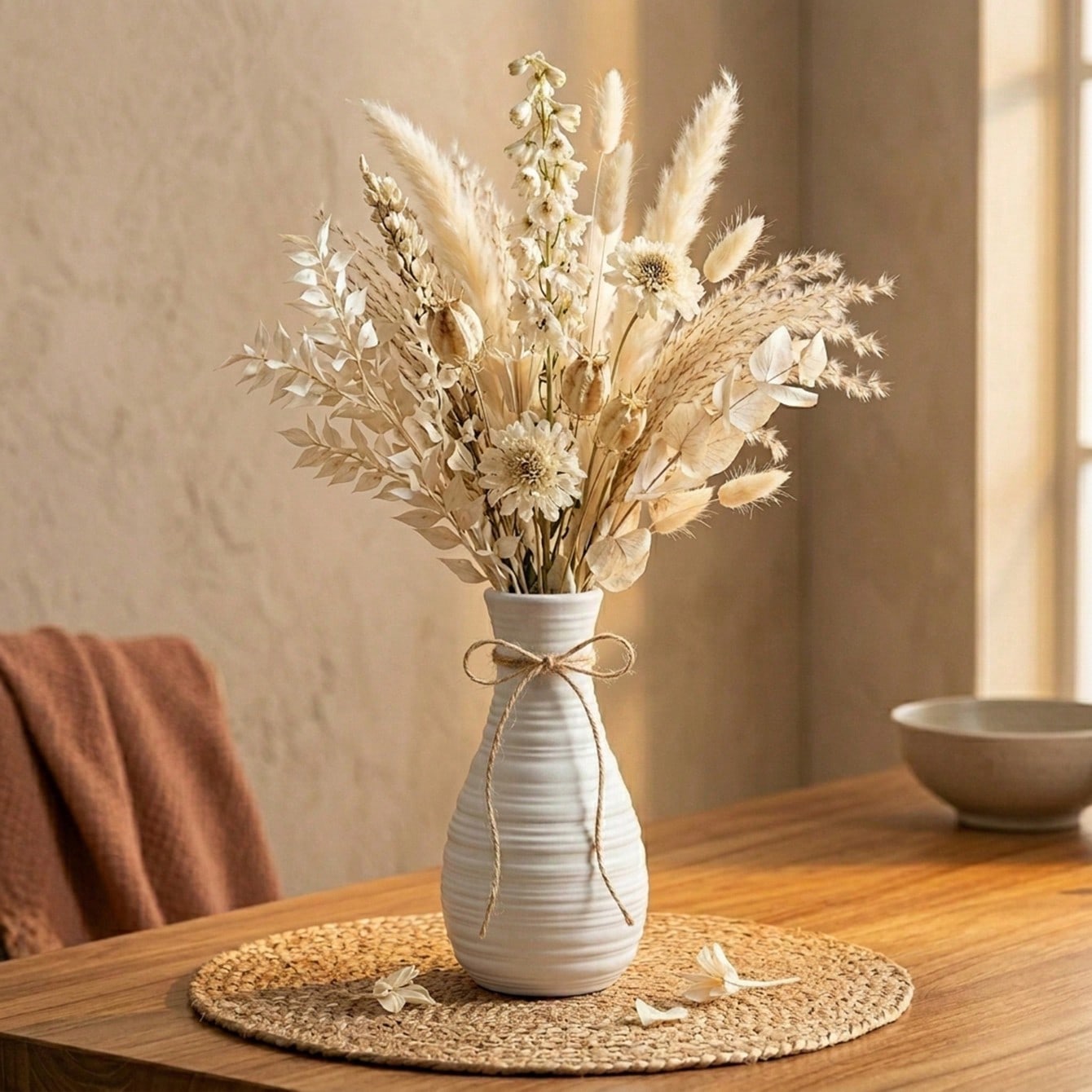 1pc Boho Horizontal Ridged Wai - Pampas Grass Decor review and price